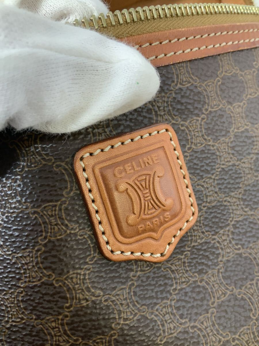 【15】ハンドバッグ バニティバッグ セリーヌ CELINE マカダム柄 トリオンフ オールド レディース ブラウン系 化粧ポーチ 中古_画像7