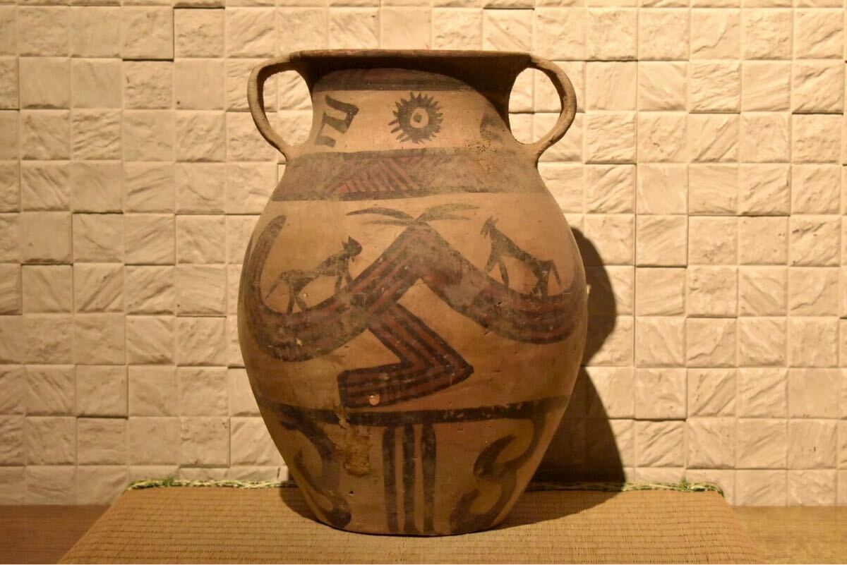 【GE】Z851【コレクター所蔵品】時代 彩色土器壺/中国古玩 中国美術 壷 土器 発掘 骨董品 時代品 美術品 古美術品 _画像1