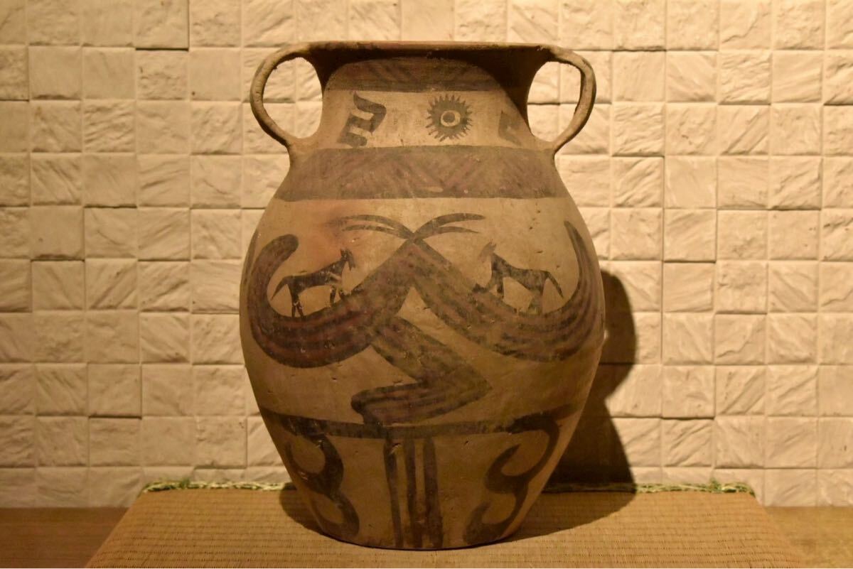 【GE】Z851【コレクター所蔵品】時代 彩色土器壺/中国古玩 中国美術 壷 土器 発掘 骨董品 時代品 美術品 古美術品 _画像3