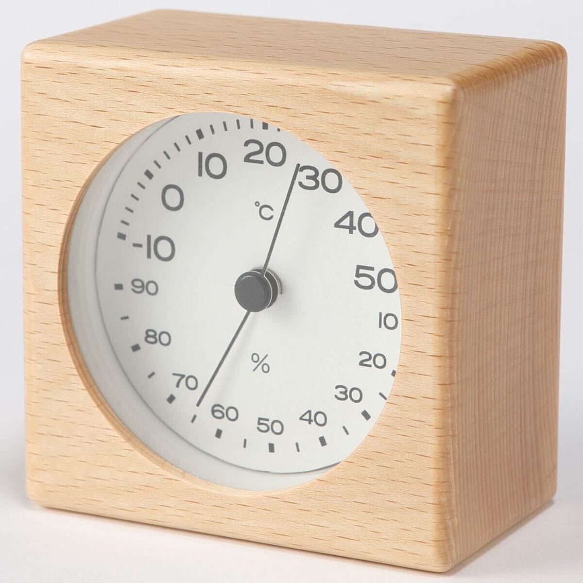 新品★無印良品★ ブナ材温湿度計　置型　置時計　木目調　限定_画像1