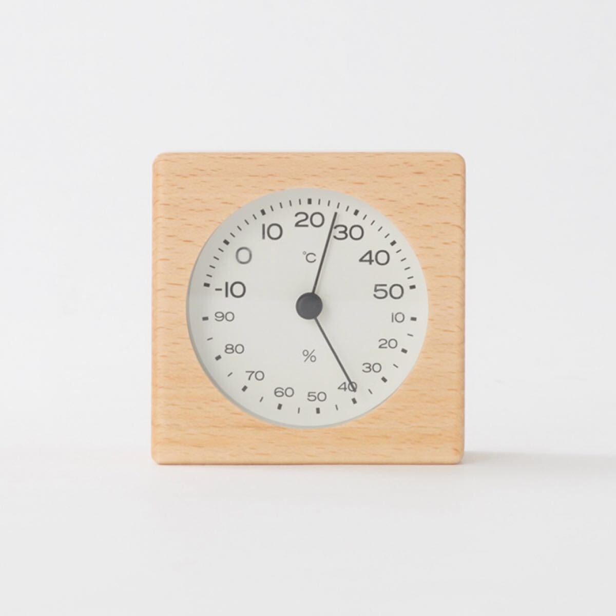 新品★無印良品★ ブナ材温湿度計　置型　置時計　木目調　限定_画像4