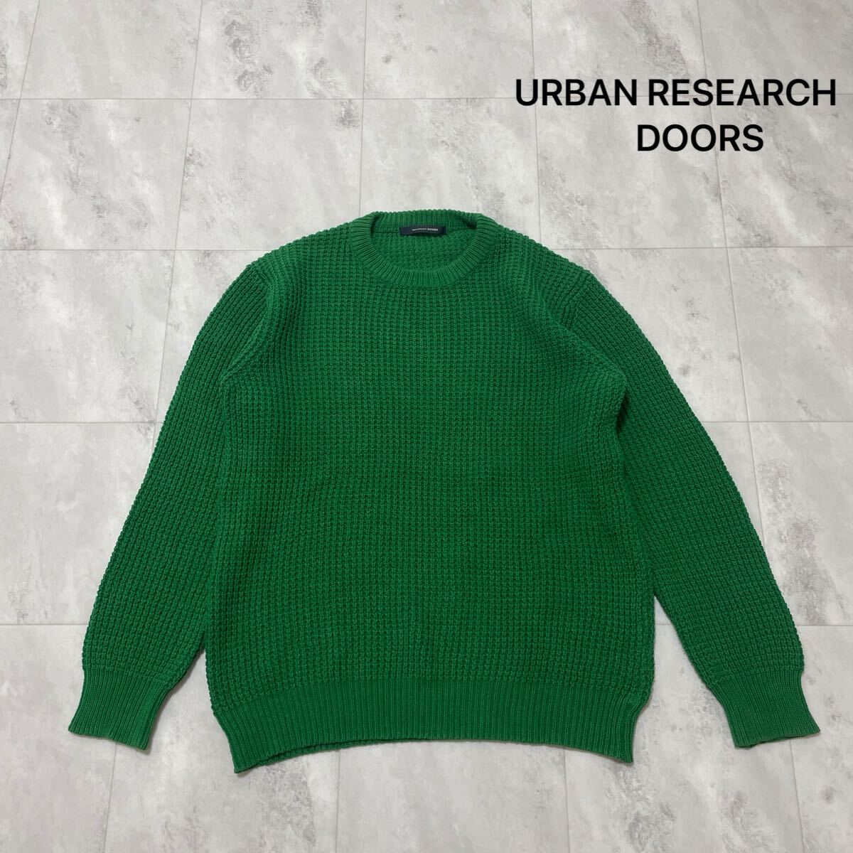 URMAN RESEARCH DOORS アーバンリサーチ ドアーズ ニット セーター 長袖 コットン セレクトブランド グリーン レディース 38 M 玉na1500_画像1