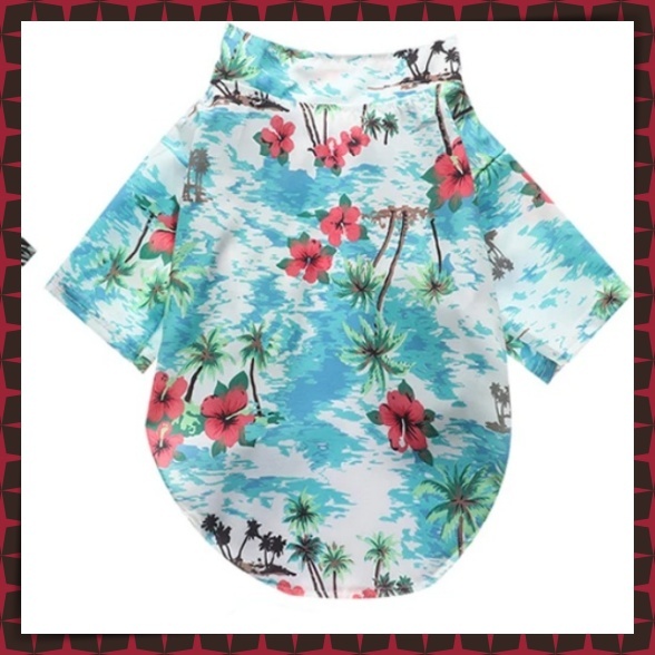 アロハシャツ 犬 猫 服 S M L 中型 小型 ハイビスカス 花柄 ペットウェア トップス 半袖 Tシャツ ブラウス リゾート 南国風 夏コーデ_画像1