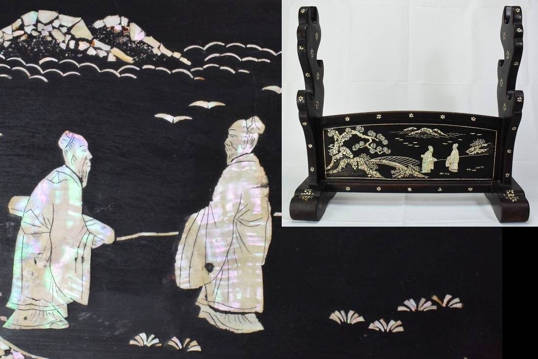  перламутр . человек map меч ..( три шт. держит ) доспехи японский меч меч инструмент антиквариат товар старый художественное изделие 