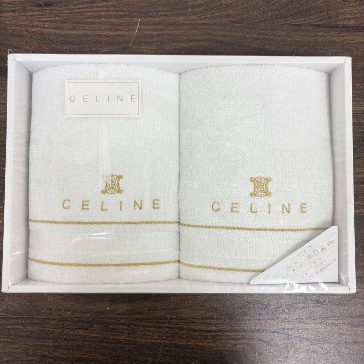 ◇未使用品◇CELINE　セリーヌ　フェースタオル　西川産業株式会社　白色　ホワイト　管898_画像1