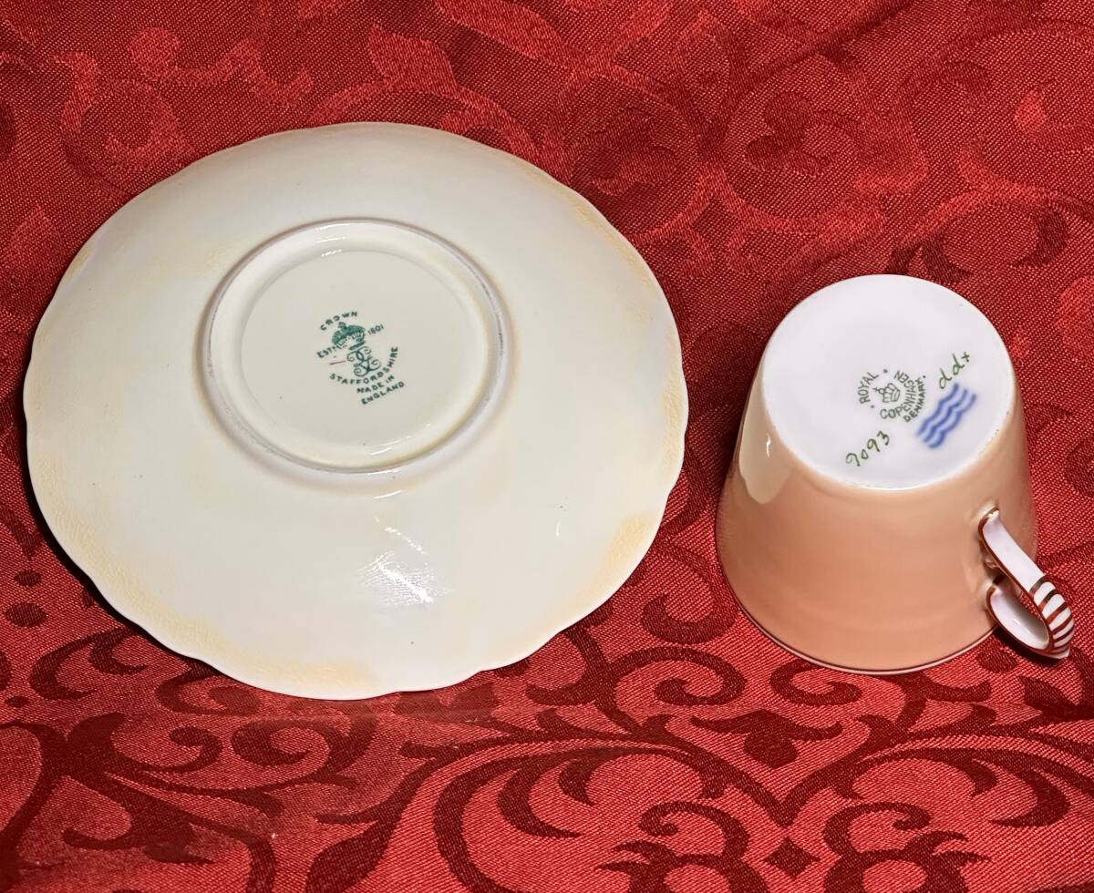 A レア　ロイヤルコペンハーゲン　カップ＆ソーサー、マリアージュ　ハンドペイント　朱色単色の神話図　ミソロジー　ヨーロッパ_画像6