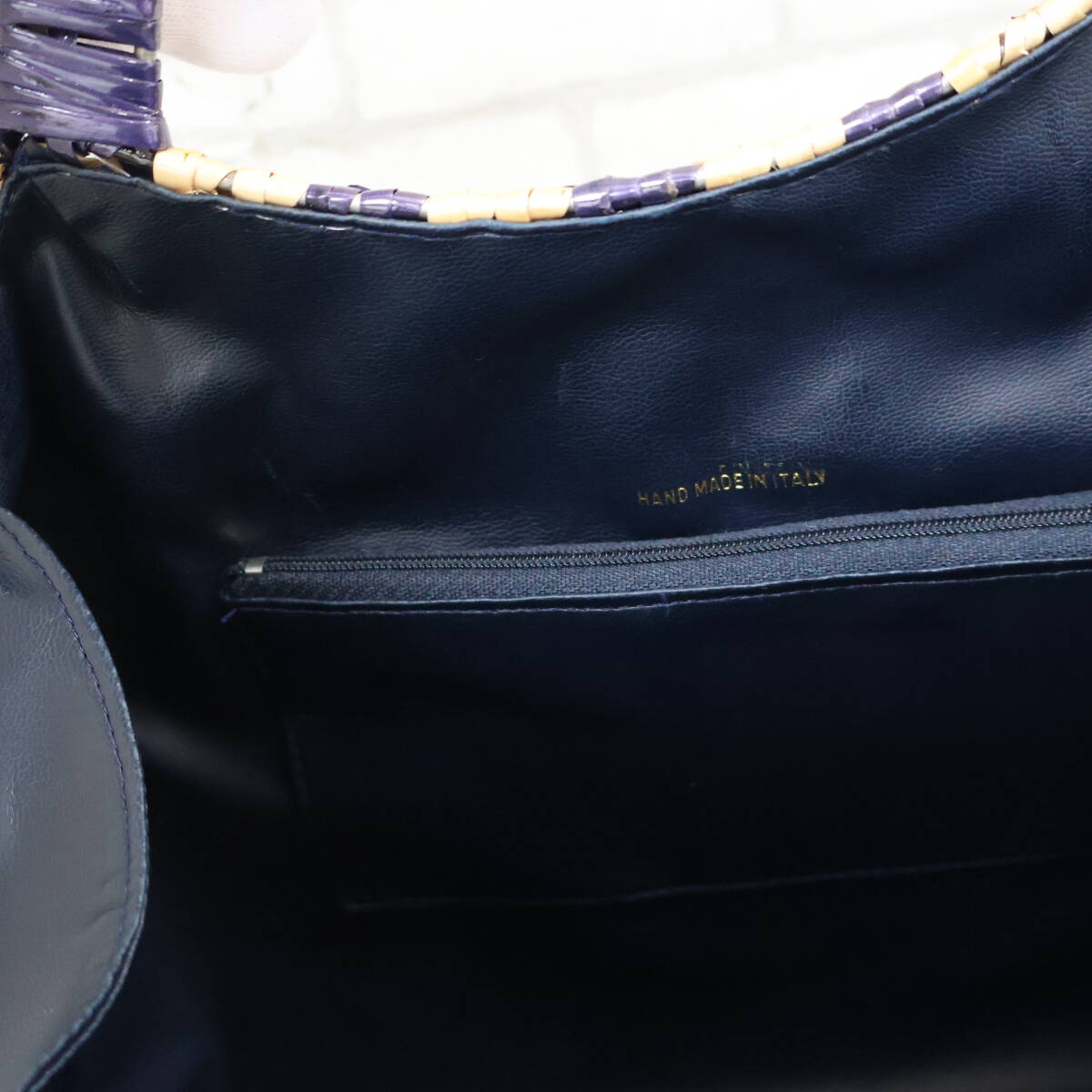 *美品*イタリア製*ラタン*籐*かごバッグ*ハンドバッグ*パープル*_画像10