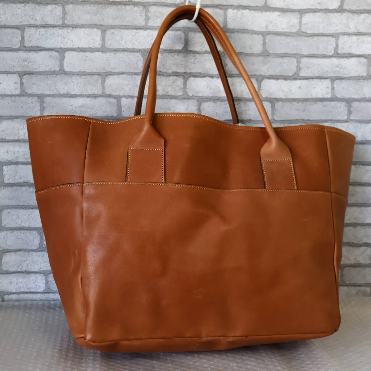 *美品*レア*MARGARET HOWELL HOUSEHOLD GOODS/マーガレットハウエル*特大*レザー*トートバッグ*トート*バッグ*ブラウン*_画像4