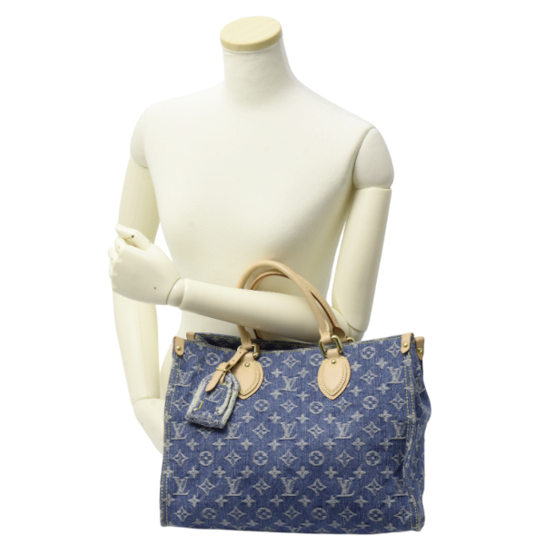  Louis Vuitton on The go-MM монограмма Denim большая сумка 2WAY голубой M46871 Louis Vuitton б/у 
