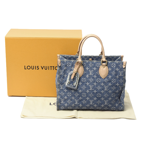  Louis Vuitton on The go-MM монограмма Denim большая сумка 2WAY голубой M46871 Louis Vuitton б/у 
