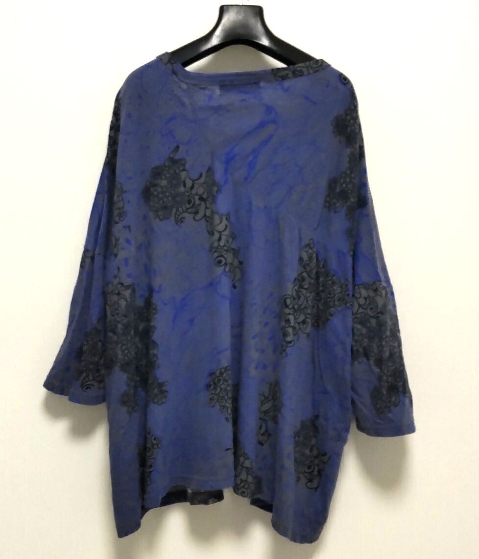 zucca★ズッカ ドルマンチュニック カットソー M インディゴカラー 花柄_画像2