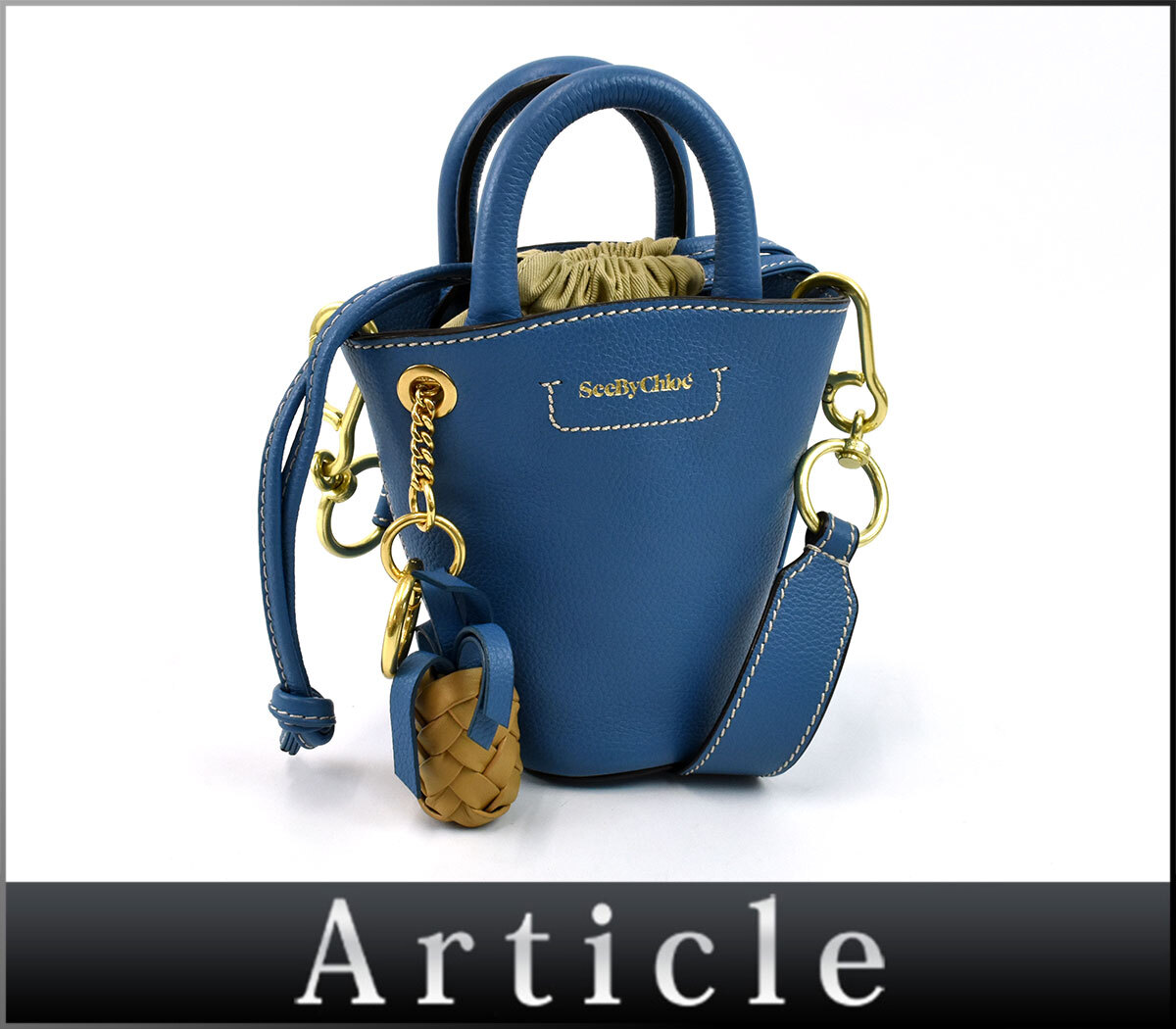 502089* прекрасный товар SEE BY CHLOE See by Chloe ананас sesi задний 2WAY сумка ручная сумочка сумка на плечо кожа голубой мешочек type / B