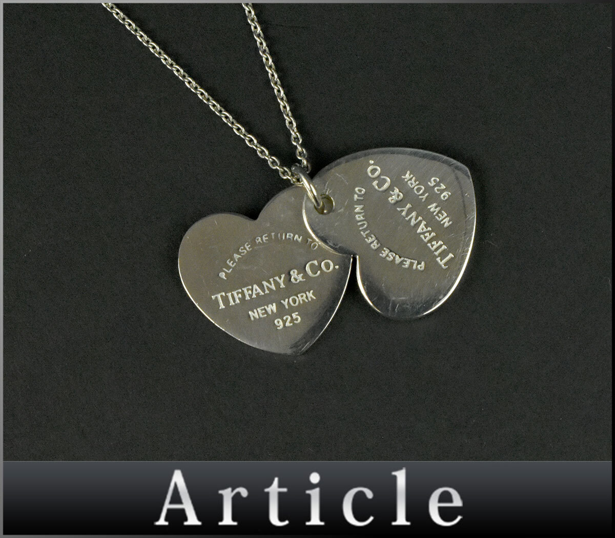 502087◇ Tiffany&co リターントゥ ティファニー ダブル ハート タグ ペンダント ネックレス ラージ Sv925 シルバー レディース/ E_画像1