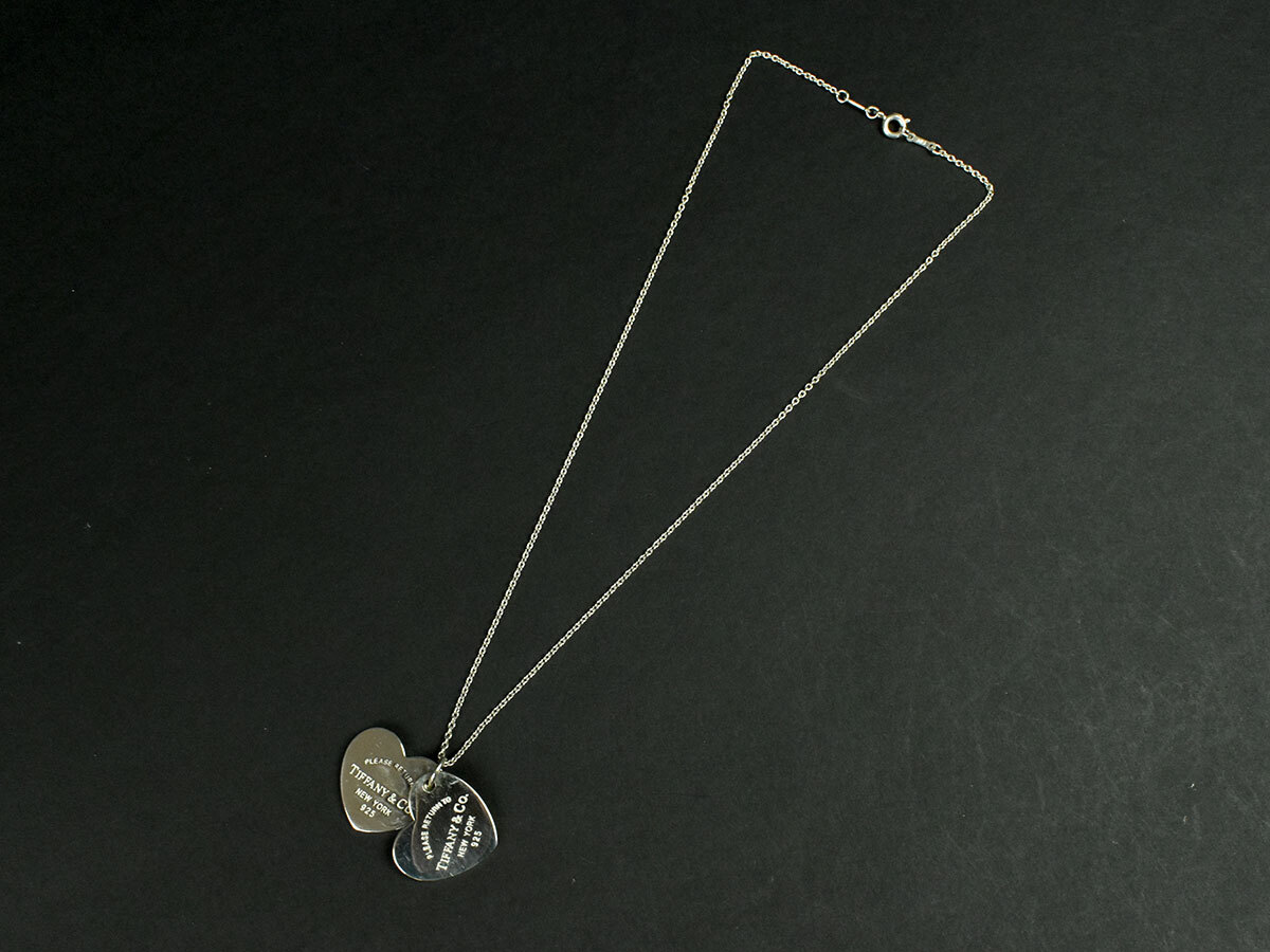 502087◇ Tiffany&co リターントゥ ティファニー ダブル ハート タグ ペンダント ネックレス ラージ Sv925 シルバー レディース/ E_画像2
