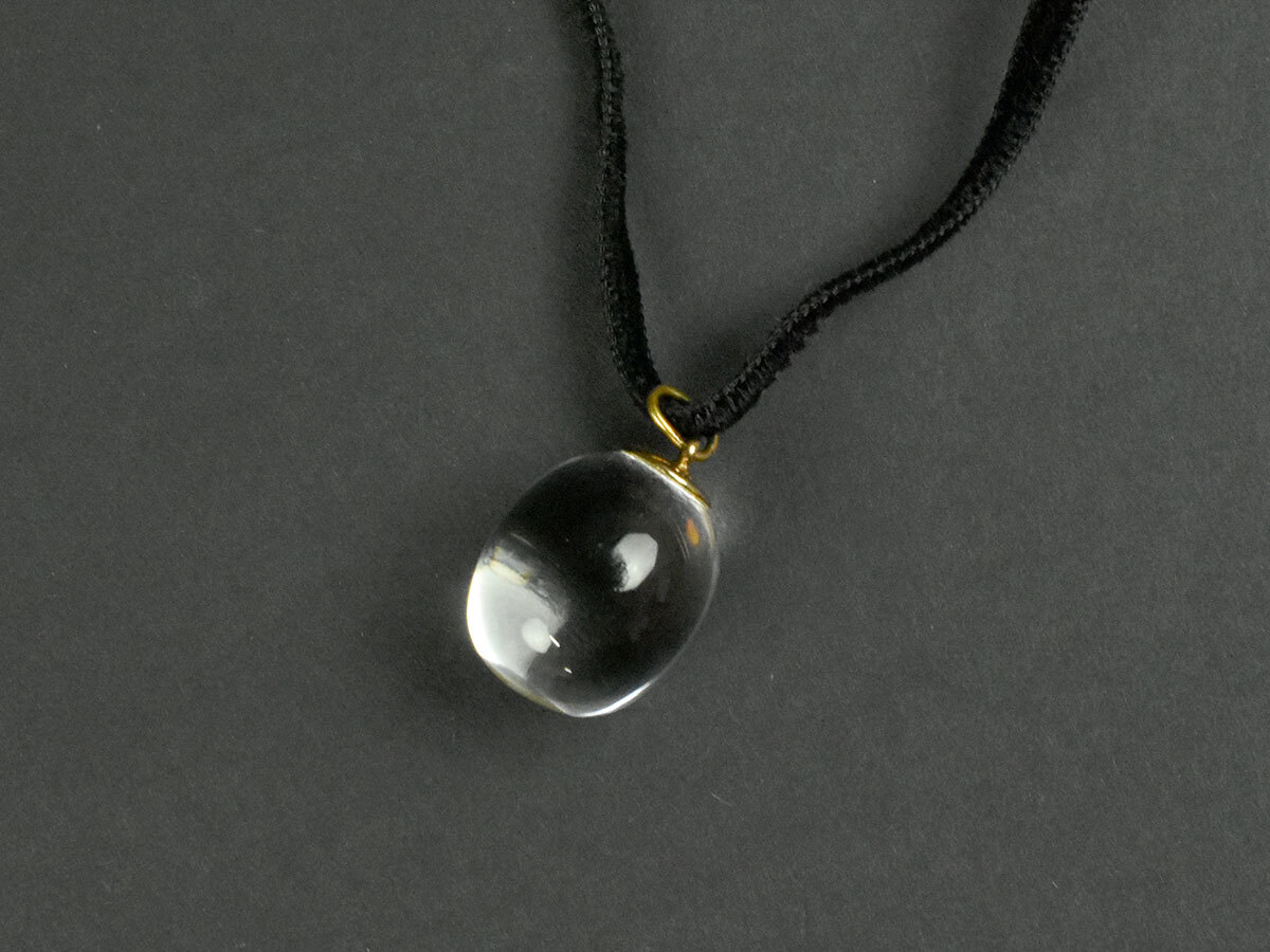 805917□美品 Baccarat バカラ タンタシオン チョーカー ネックレス アクセサリー クリスタル K18YG 750 ベロア クリア ブラック 箱付/ E_画像5