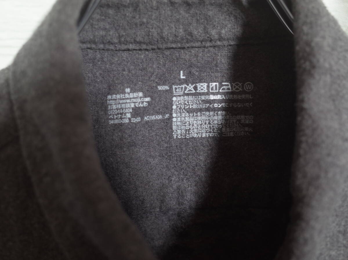 メンズ pn178 株式会社 良品計画 MUJI 無印良品 モールスキン 長袖 シャツ L グレー 灰 ネコポス可_画像3