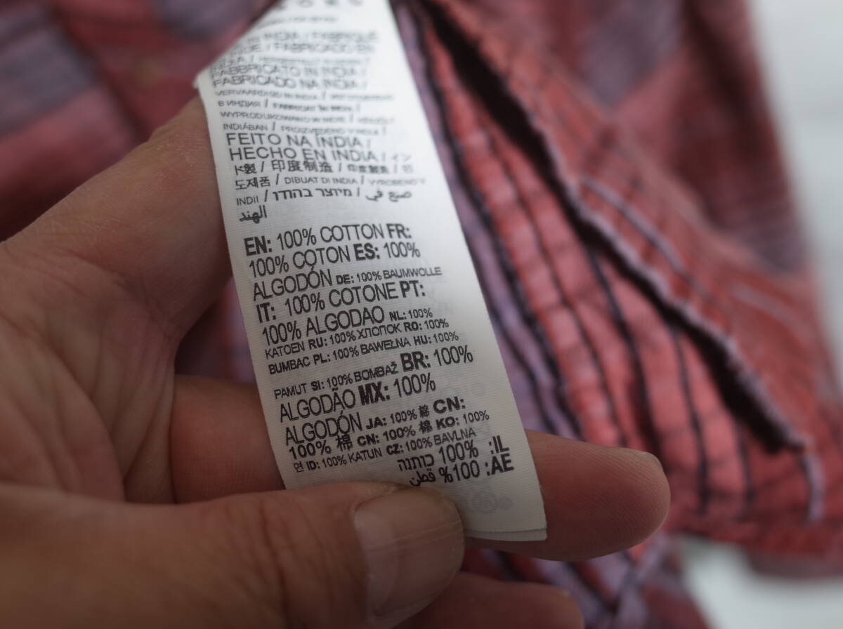 メンズ pn237 BILLABONG ビラボン チェック柄 長袖 ネルシャツ L エンジ系 暖色系 シャツ_画像4