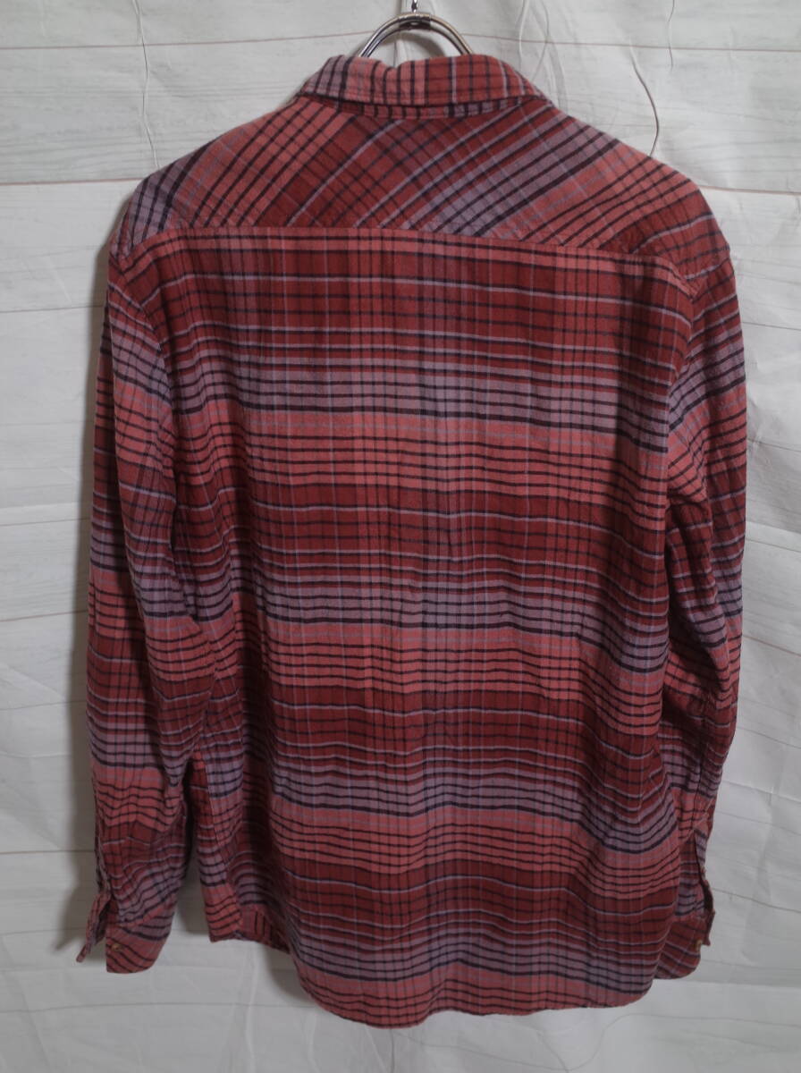 メンズ pn237 BILLABONG ビラボン チェック柄 長袖 ネルシャツ L エンジ系 暖色系 シャツ_画像2