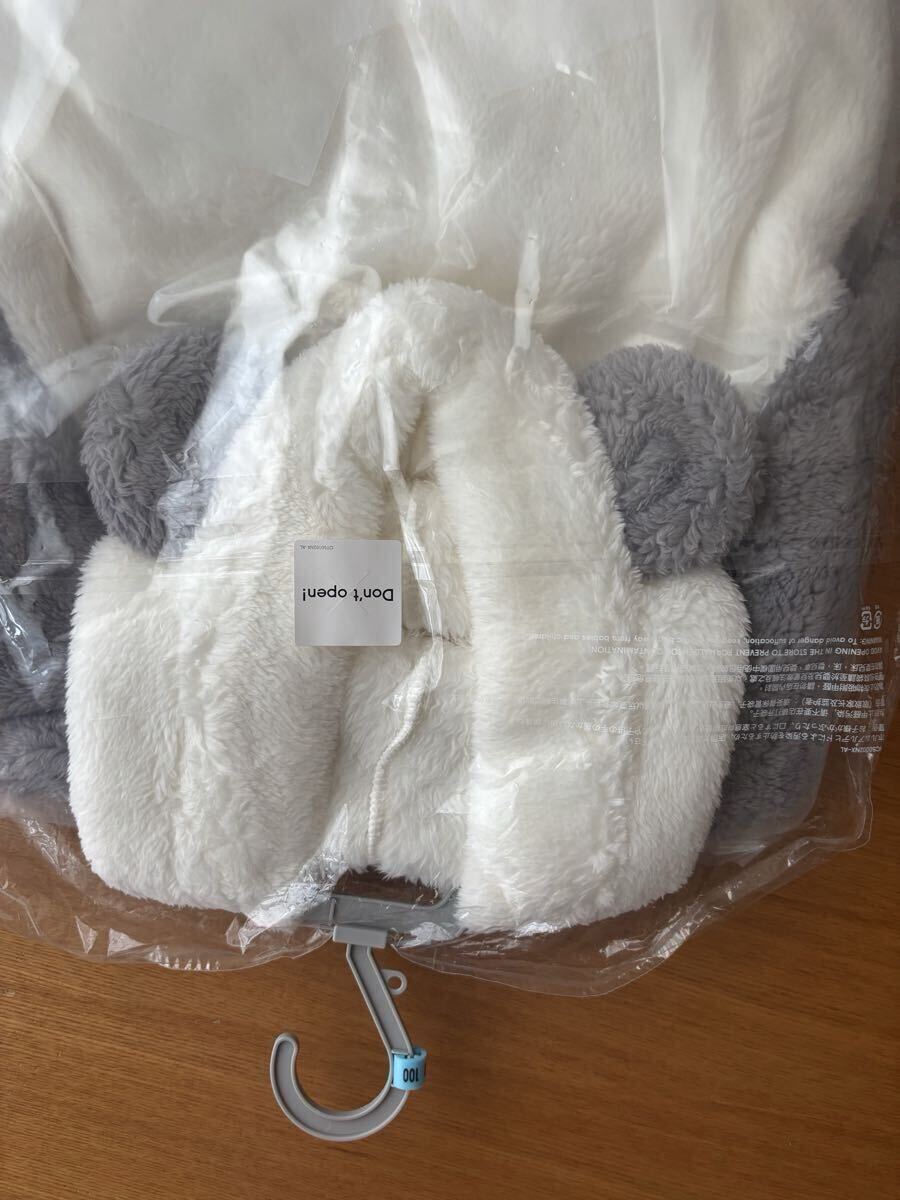 新品未使用 GU パンダ パーカー 耳付き 100サイズ ボア　フリース ジップアップ_画像5