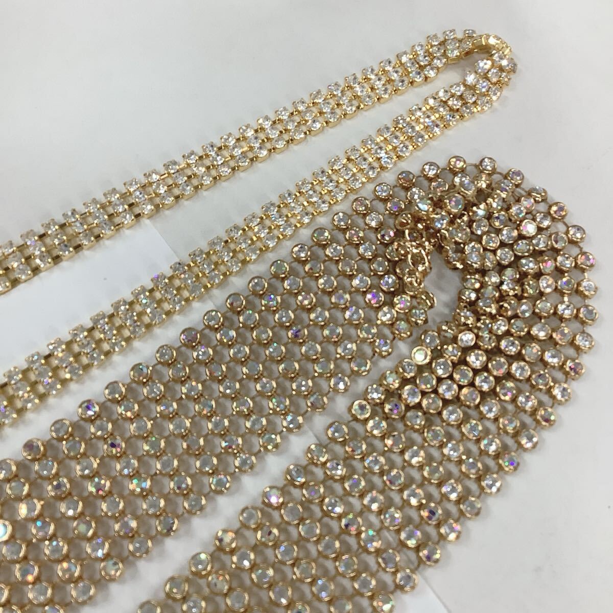 ●ユ2100H◎キラキララインストーン　ベルト風デザインなど　チェーンベルト　2点　社交ダンス・パーティーなどにも◎_画像2