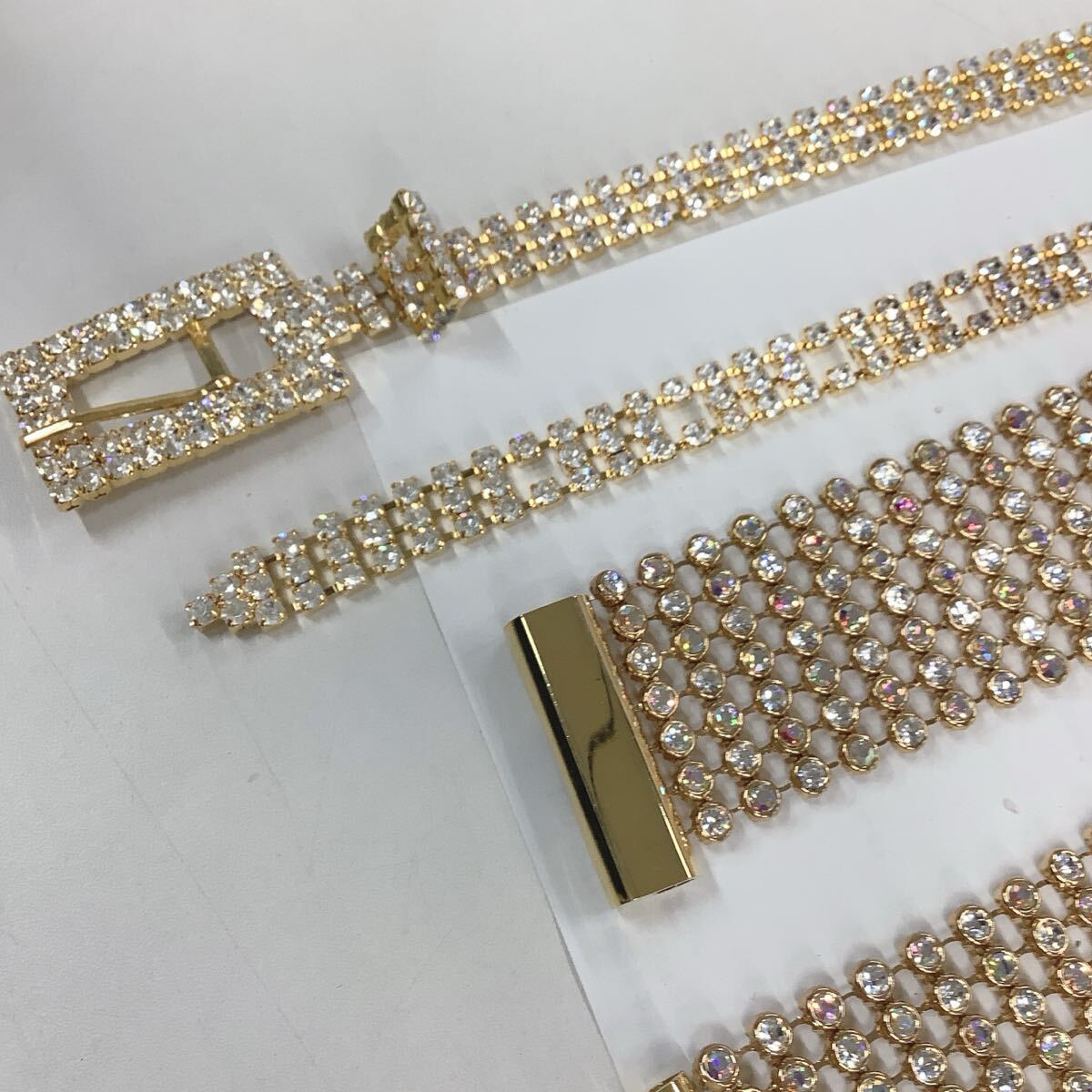●ユ2100H◎キラキララインストーン　ベルト風デザインなど　チェーンベルト　2点　社交ダンス・パーティーなどにも◎_画像5