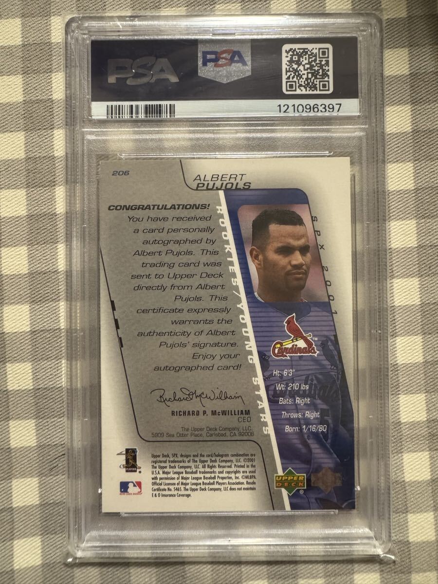 2001 UD SPx #206 Alba -to*p отверстие s/Albert Pujols RC автограф автограф /1500 прямой документ .
