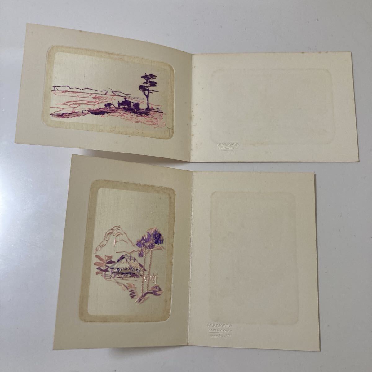 m109.戦前後絵葉書、「XUNHASABA」ベトナム　ハノイ　刺繍絵葉書　希少　2枚_画像6