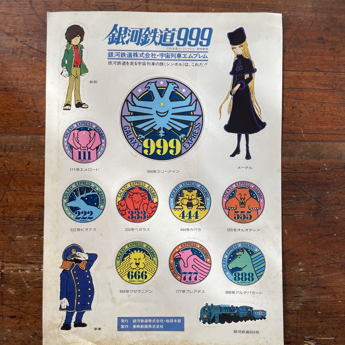 【銀河鉄道999】シール 松本零士 フジテレビ 東映動画 アニメ 昭和レトロ ステッカー メーテル 鉄郎_画像1