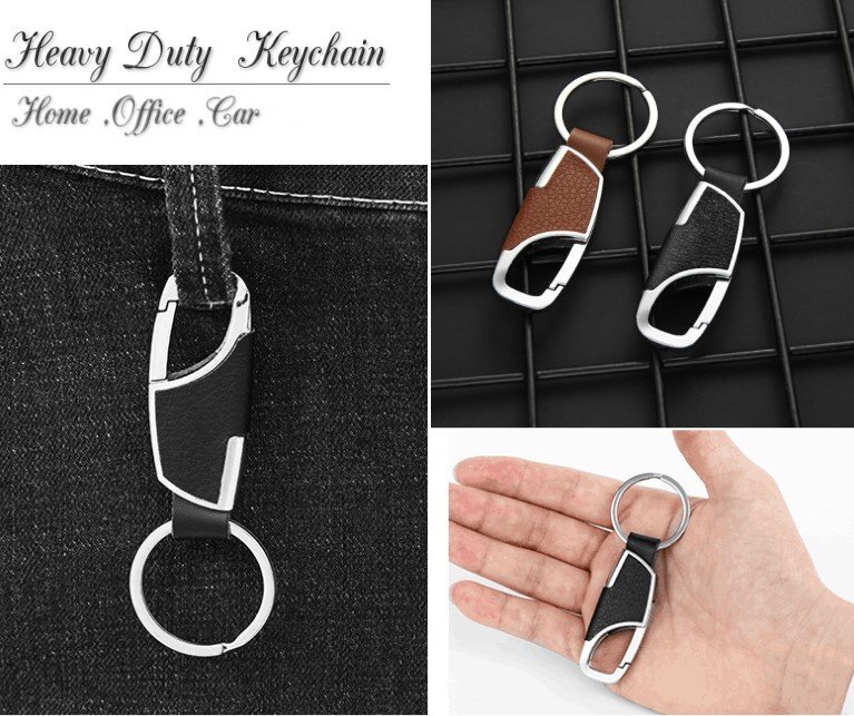 【vaps_3】キーホルダー 金属製 《ブラウン》 カラビナ キーリング PUレザー キーチェーン キーケース 車 家 鍵 おしゃれ 送込_画像2