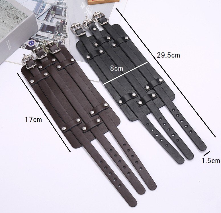 【vaps_3】牛革 ブレスレット 《ブラウン》 パンク ワイドタイプ レザー ベルト式 メンズ 送込_画像3