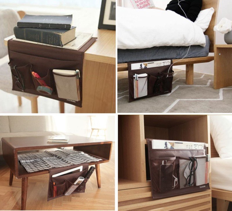 [vaps_3] bed боковой карман { Brown } место хранения дистанционный пульт подставка котацу стол мелкие вещи регулировка включая доставку 