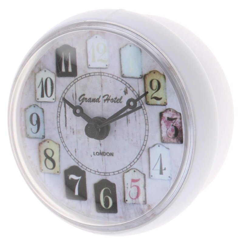 【vaps_4】防水 お風呂時計 Grand Hotel 《白》 吸盤 アナログ 壁掛け ヴィンテージ風 ウォールクロック バスルーム バスクロック 送込_画像2