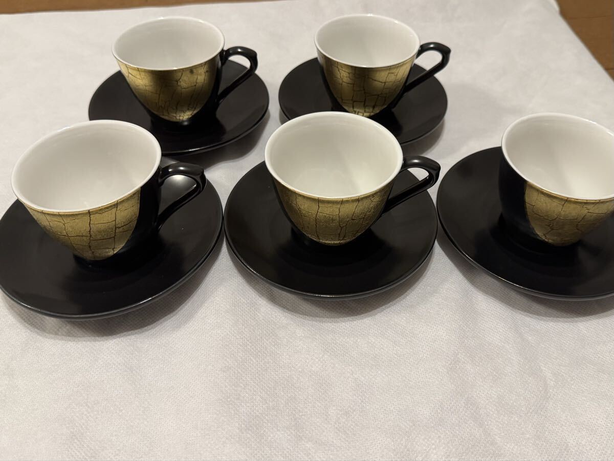 九谷焼　コーヒーカップ&ソーサー5客　金箔付 カップ ソーサー 金彩 食器_画像6