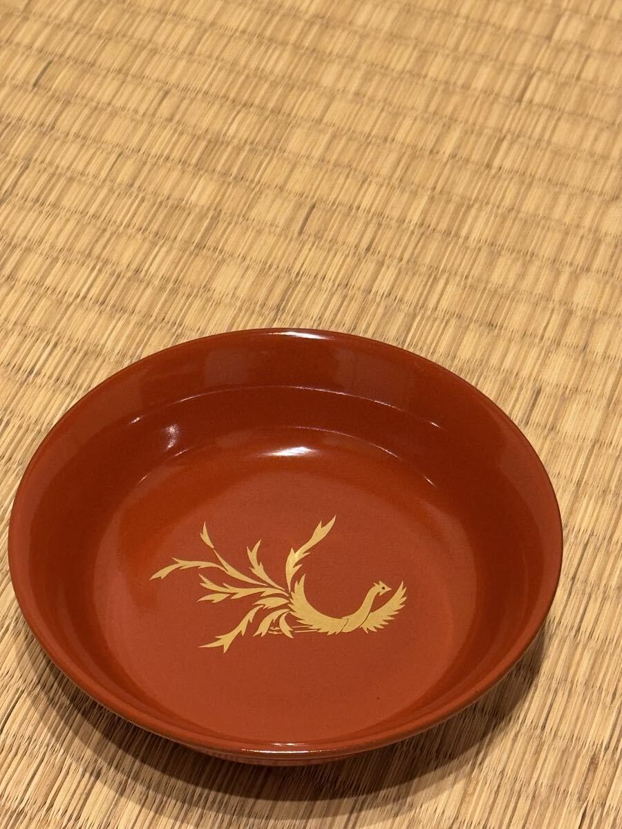 汁物椀(蓋付き)11客　鳳凰柄、朱色 汁椀 木製漆器 時代物 和食器_画像4