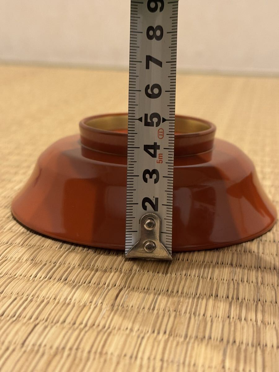 汁物椀(蓋付き)11客　鳳凰柄、朱色 汁椀 木製漆器 時代物 和食器_画像7