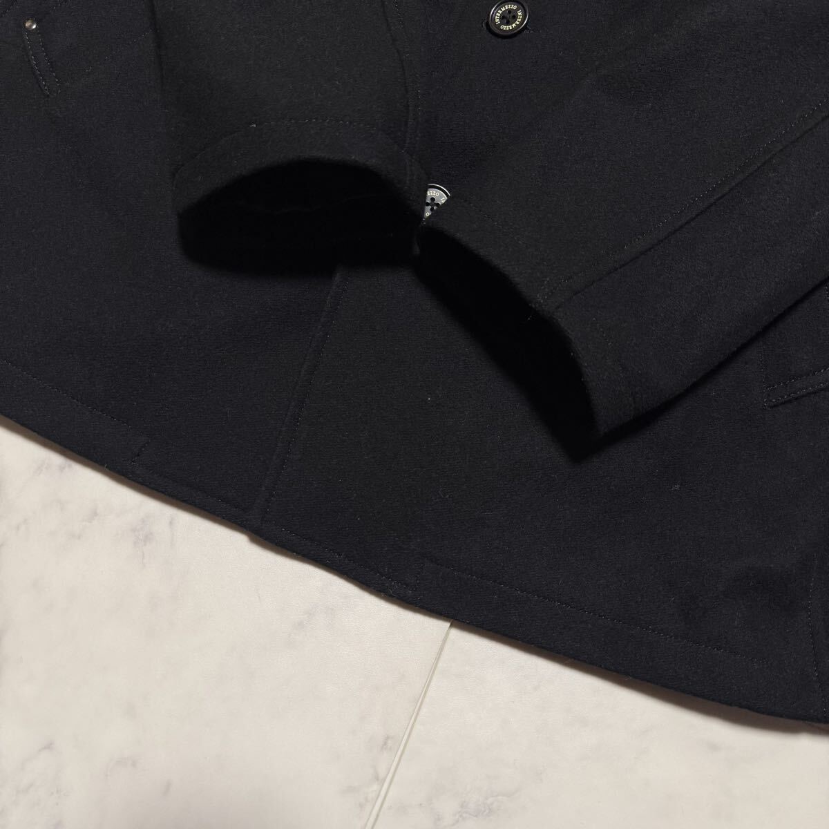 未使用級/希少XL!! インターメッツォ 【高級イタリア製生地使用】スタンドカラーコート ロングコート INTERMEZZO ウール アウター メンズ_画像5