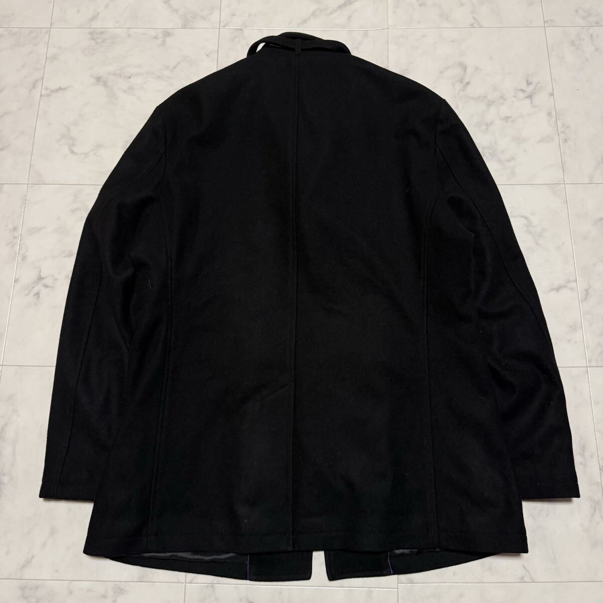 未使用級/希少XL!! インターメッツォ 【高級イタリア製生地使用】スタンドカラーコート ロングコート INTERMEZZO ウール アウター メンズ_画像7