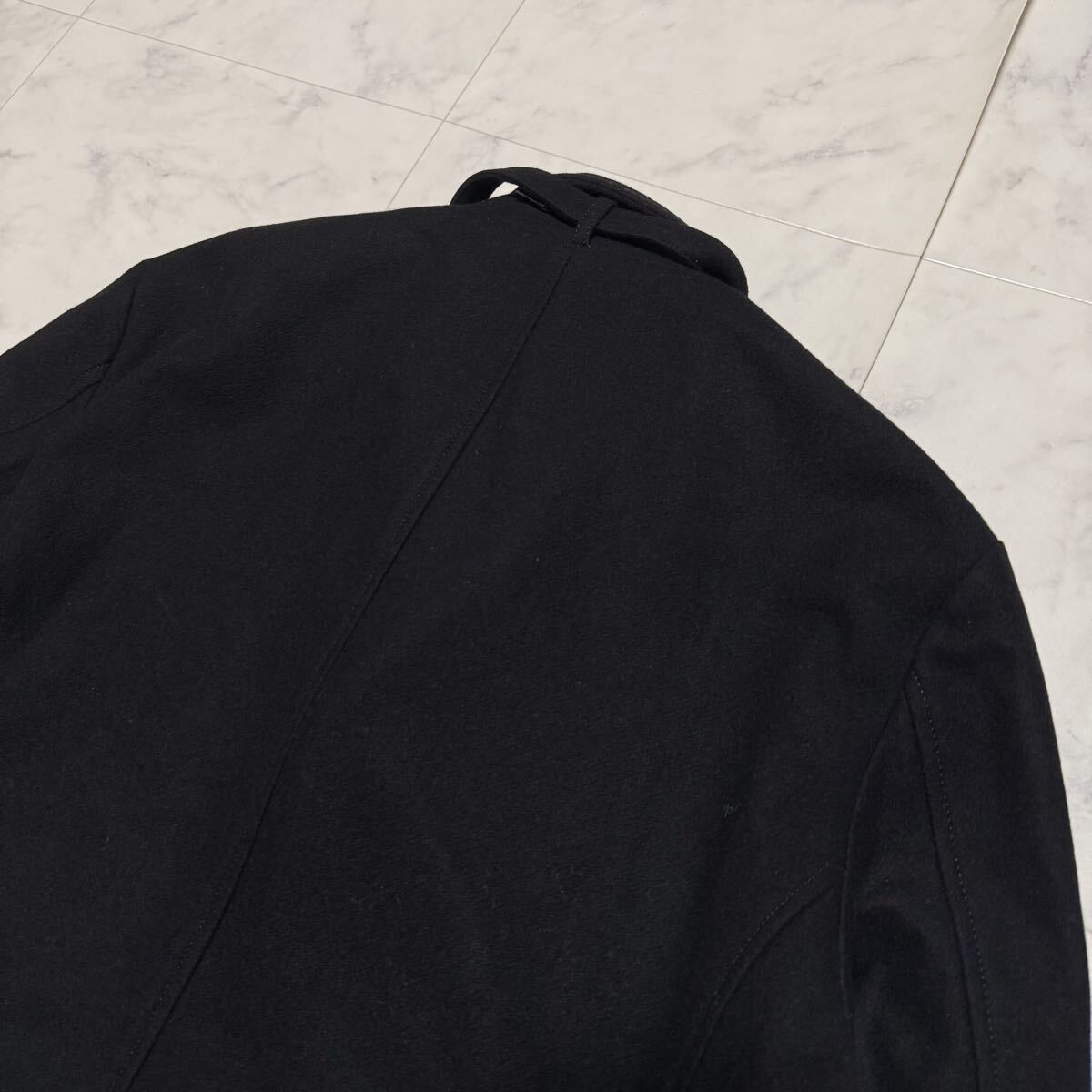 未使用級/希少XL!! インターメッツォ 【高級イタリア製生地使用】スタンドカラーコート ロングコート INTERMEZZO ウール アウター メンズ_画像8