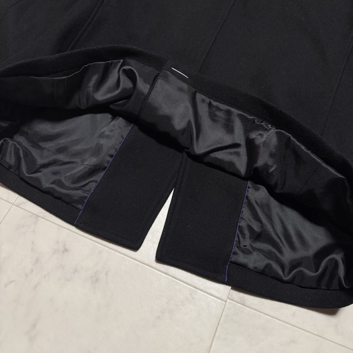 未使用級/希少XL!! インターメッツォ 【高級イタリア製生地使用】スタンドカラーコート ロングコート INTERMEZZO ウール アウター メンズ_画像9