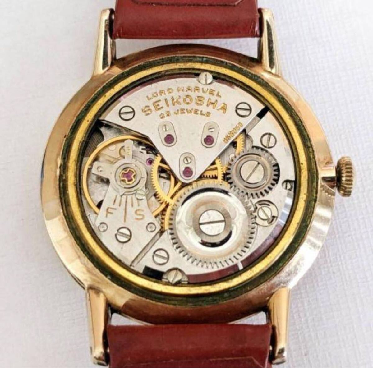 超希少 彫り文字 Seiko Lord Marvel 1959年　セイコーロードマーベル　J14039 手巻き　稼働　箱付き　はまぐりケース　セイコー尾錠　_画像10