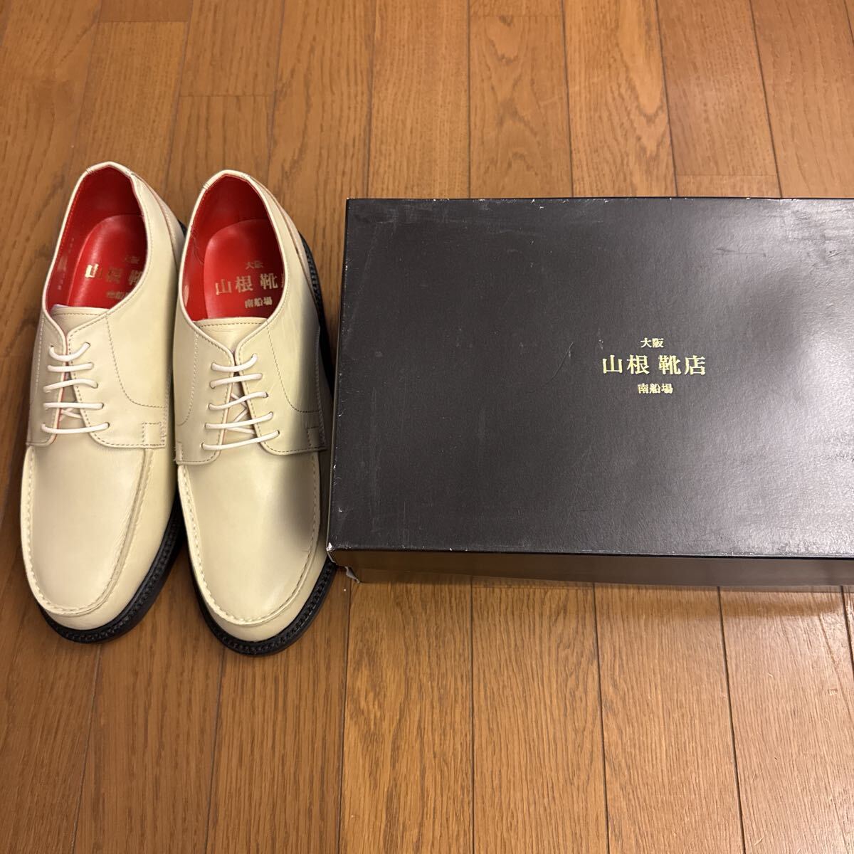  гора корень обувь магазин! кожа обувь! слоновая кость!25.5cm! новый товар не использовался!100 иен старт!YAMANE!EVISU!