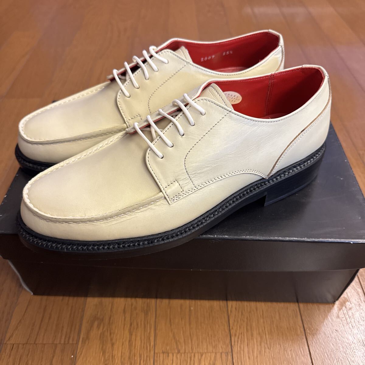  гора корень обувь магазин! кожа обувь! слоновая кость!25.5cm! новый товар не использовался!100 иен старт!YAMANE!EVISU!