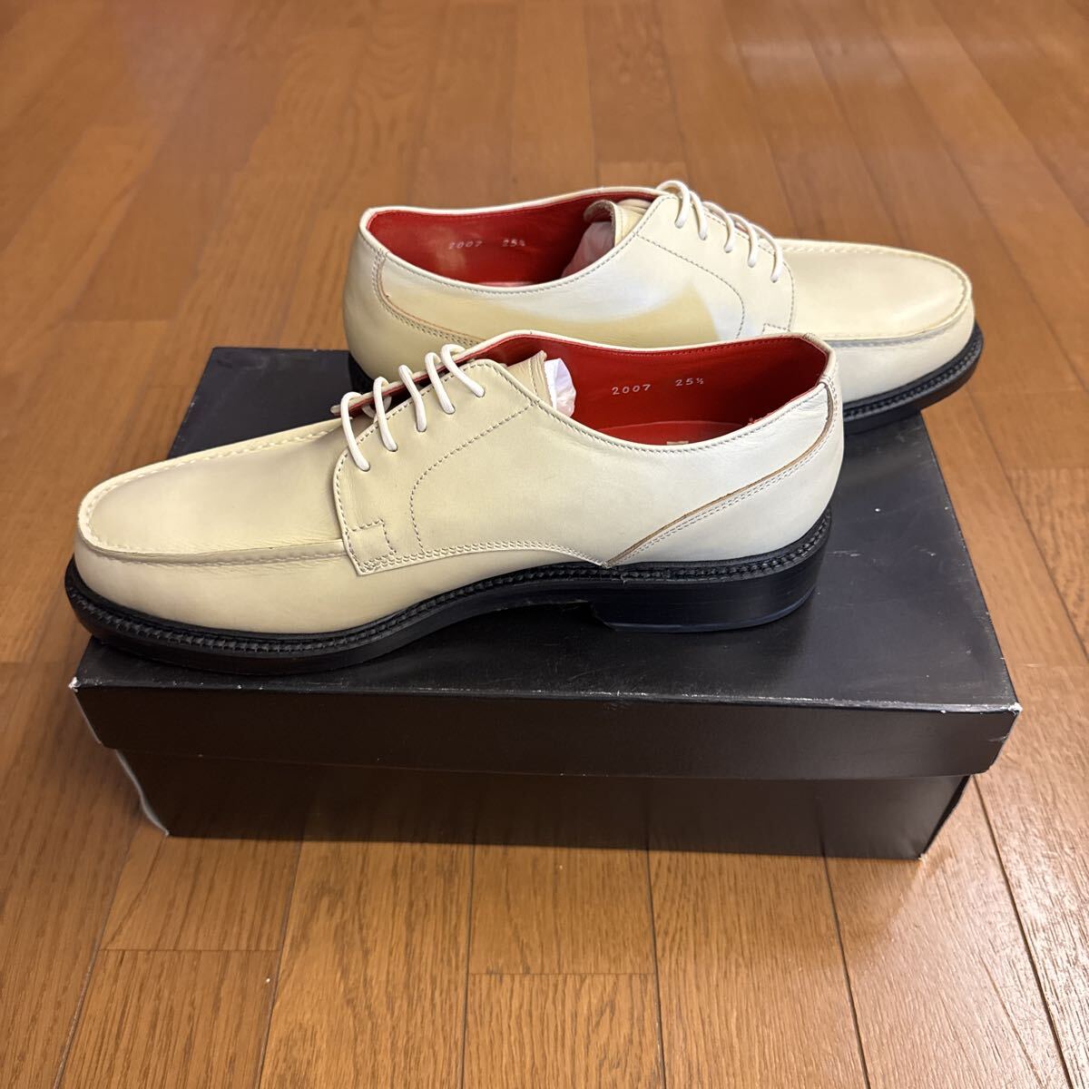  гора корень обувь магазин! кожа обувь! слоновая кость!25.5cm! новый товар не использовался!100 иен старт!YAMANE!EVISU!