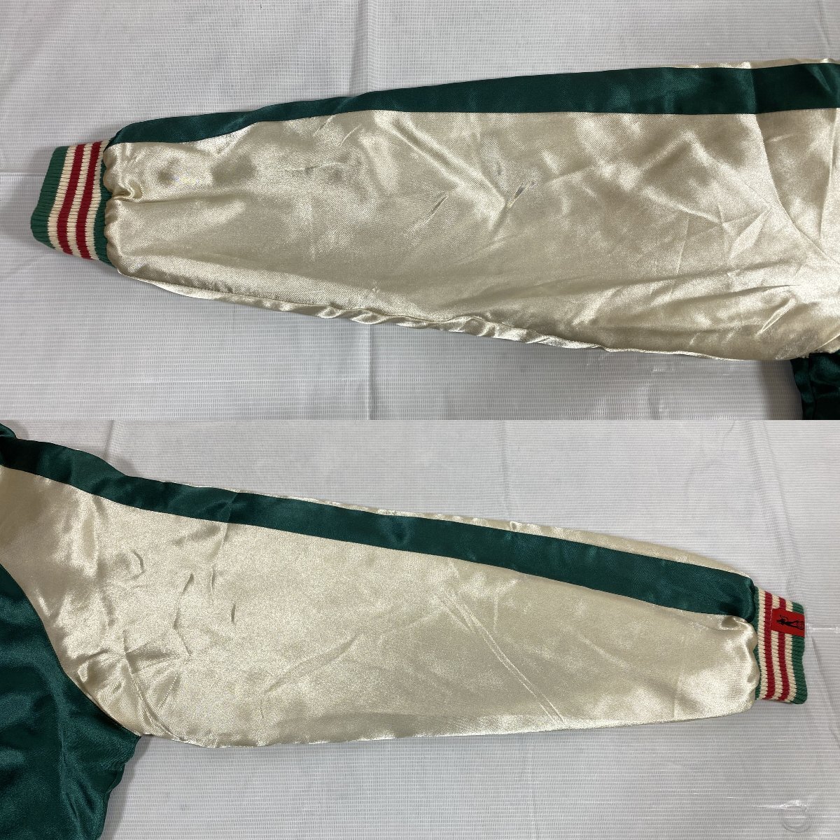 CREAM SODA スカジャン サイズ:M クリームソーダ 緑 龍 猫 キャット ワッペン ☆良品☆[661-1121-N6]_画像3