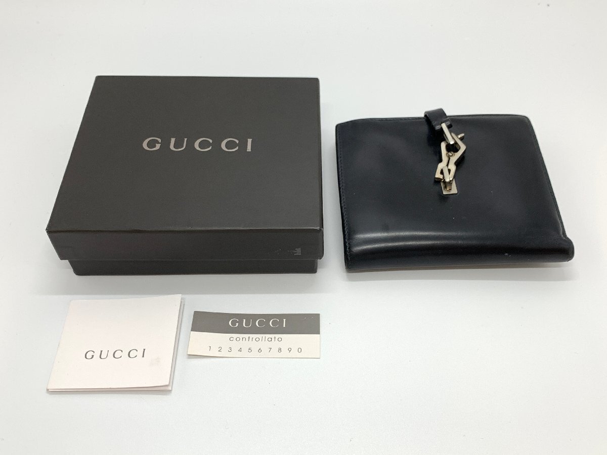 GUCCI グッチ Wホック 二つ折り財布 ブラック 黒色 ウォレット ケース ☆良品☆[84-1004-2E7]_画像1