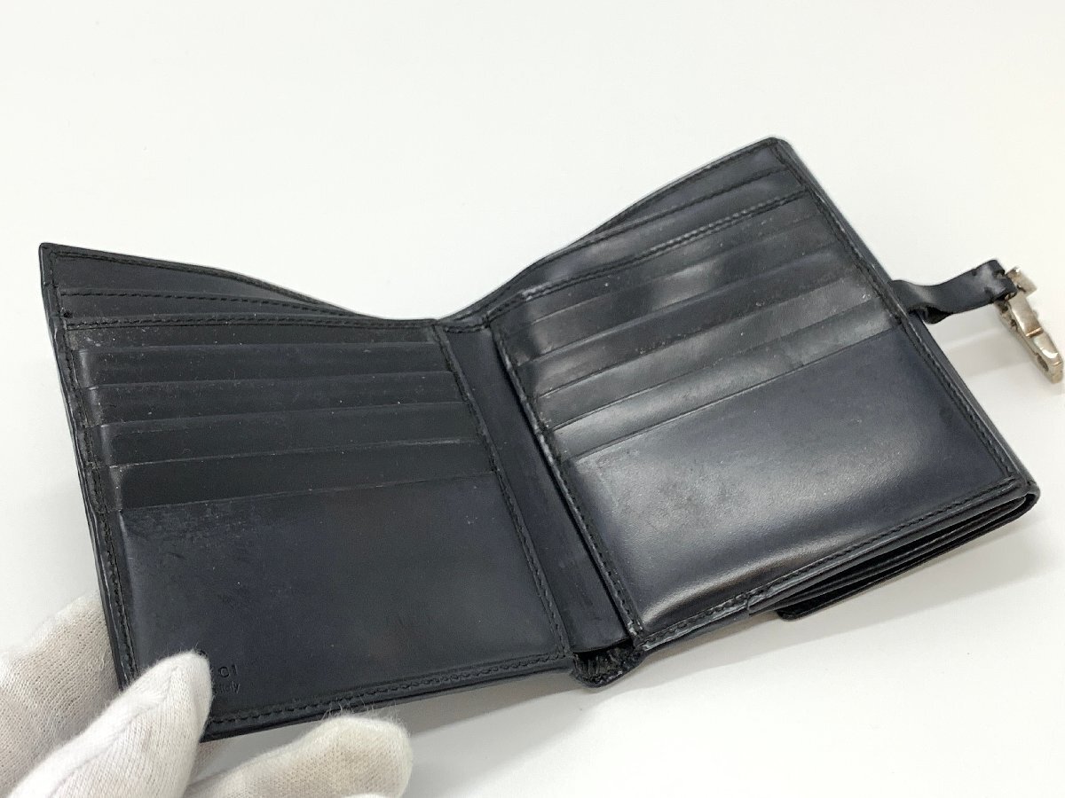 GUCCI グッチ Wホック 二つ折り財布 ブラック 黒色 ウォレット ケース ☆良品☆[84-1004-2E7]_画像7