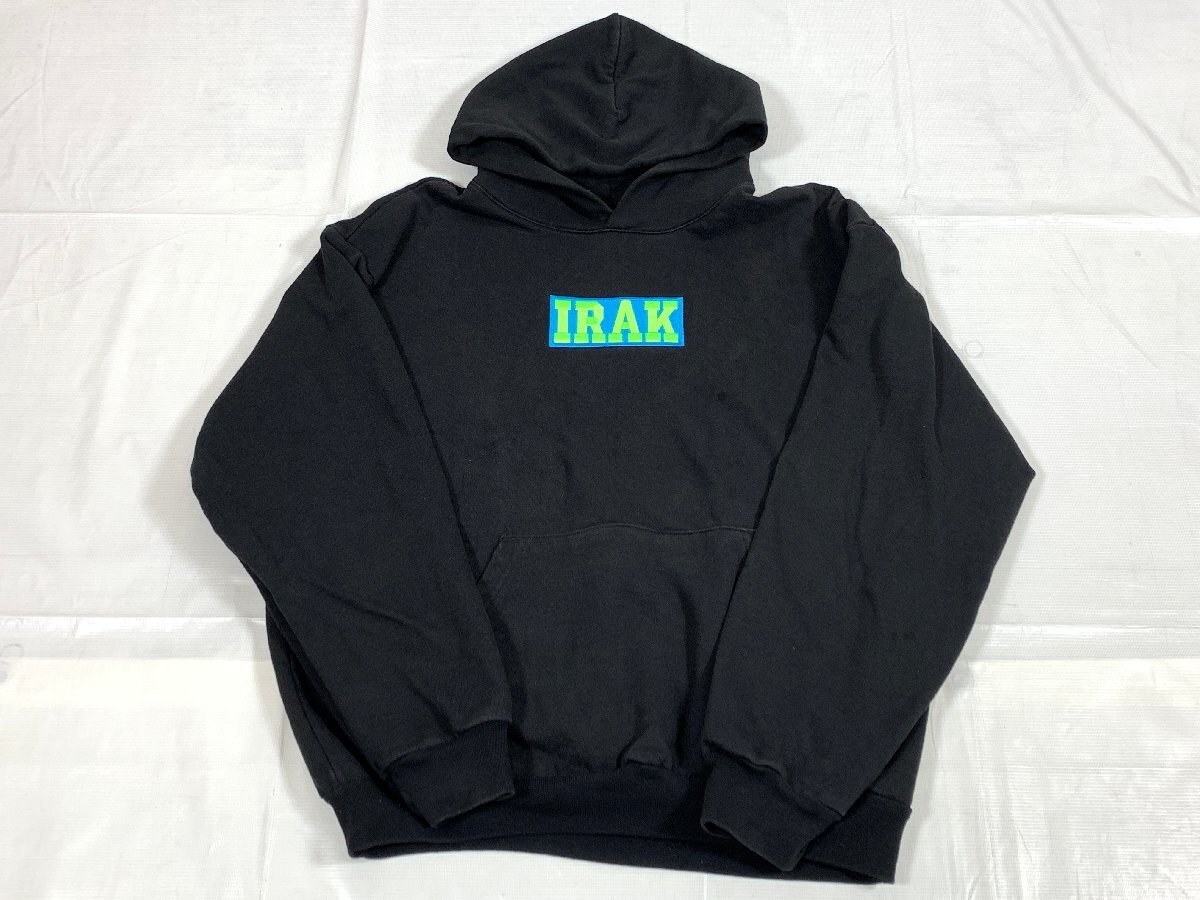 IRAK NY アイラック ニューヨーク LOGO HOODY パーカー サイズ:XL ブラック ☆良品☆[662-1115-E4]_画像1