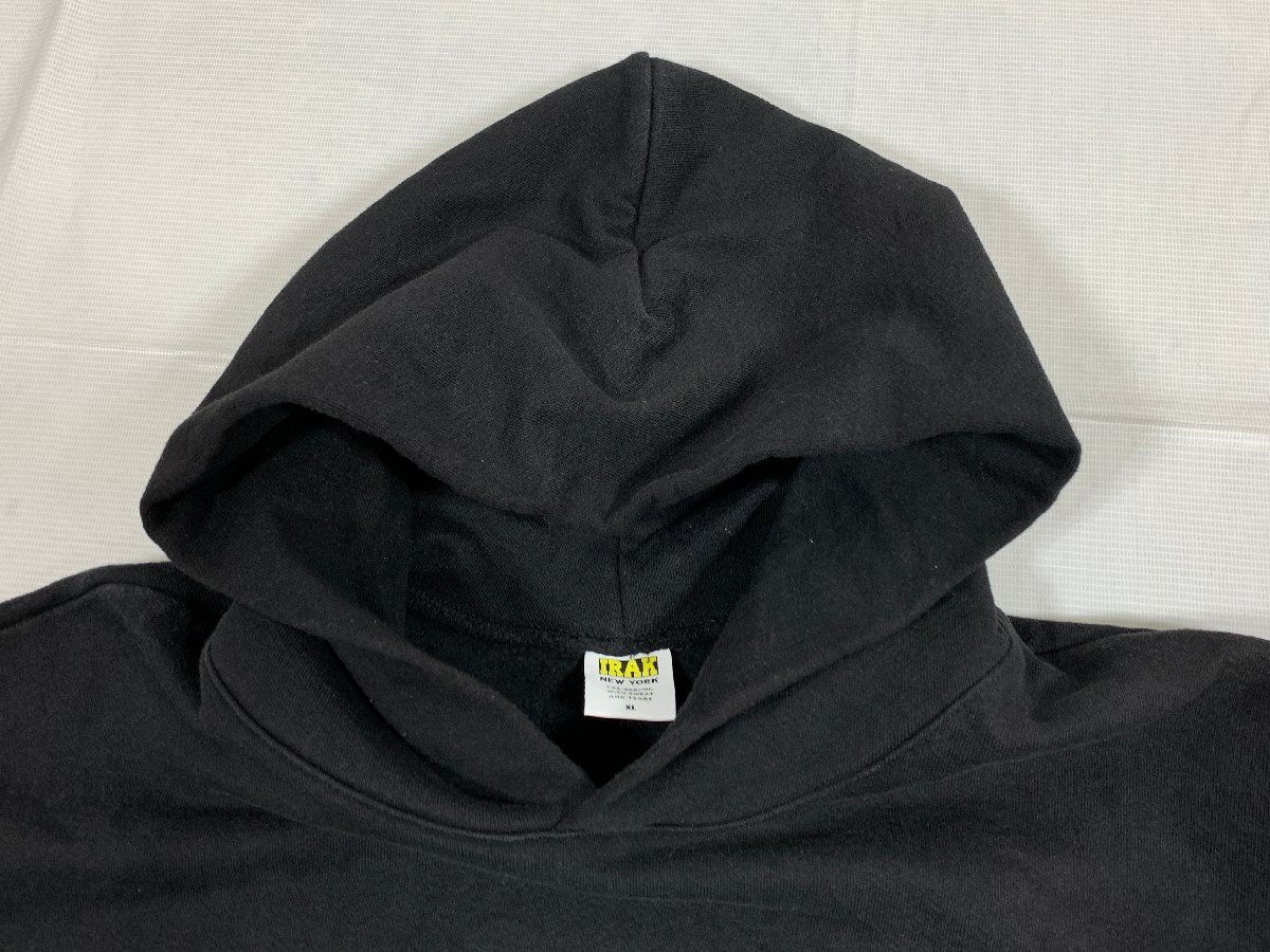 IRAK NY アイラック ニューヨーク LOGO HOODY パーカー サイズ:XL ブラック ☆良品☆[662-1115-E4]_画像2