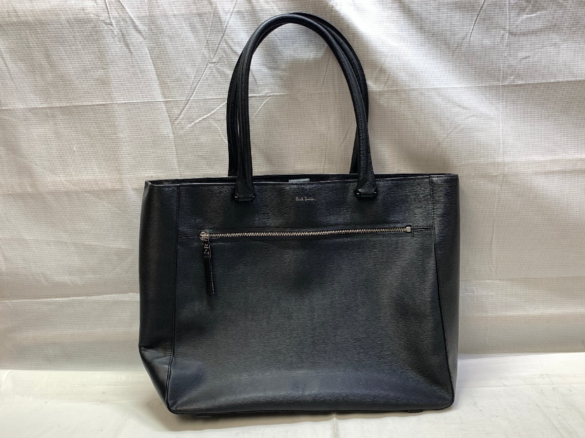 Paul Smith Paul Smith 873932N542 большая сумка ручная сумочка черный чёрный соломинка серый n кожа * хорошая вещь *[39-0807-E9]