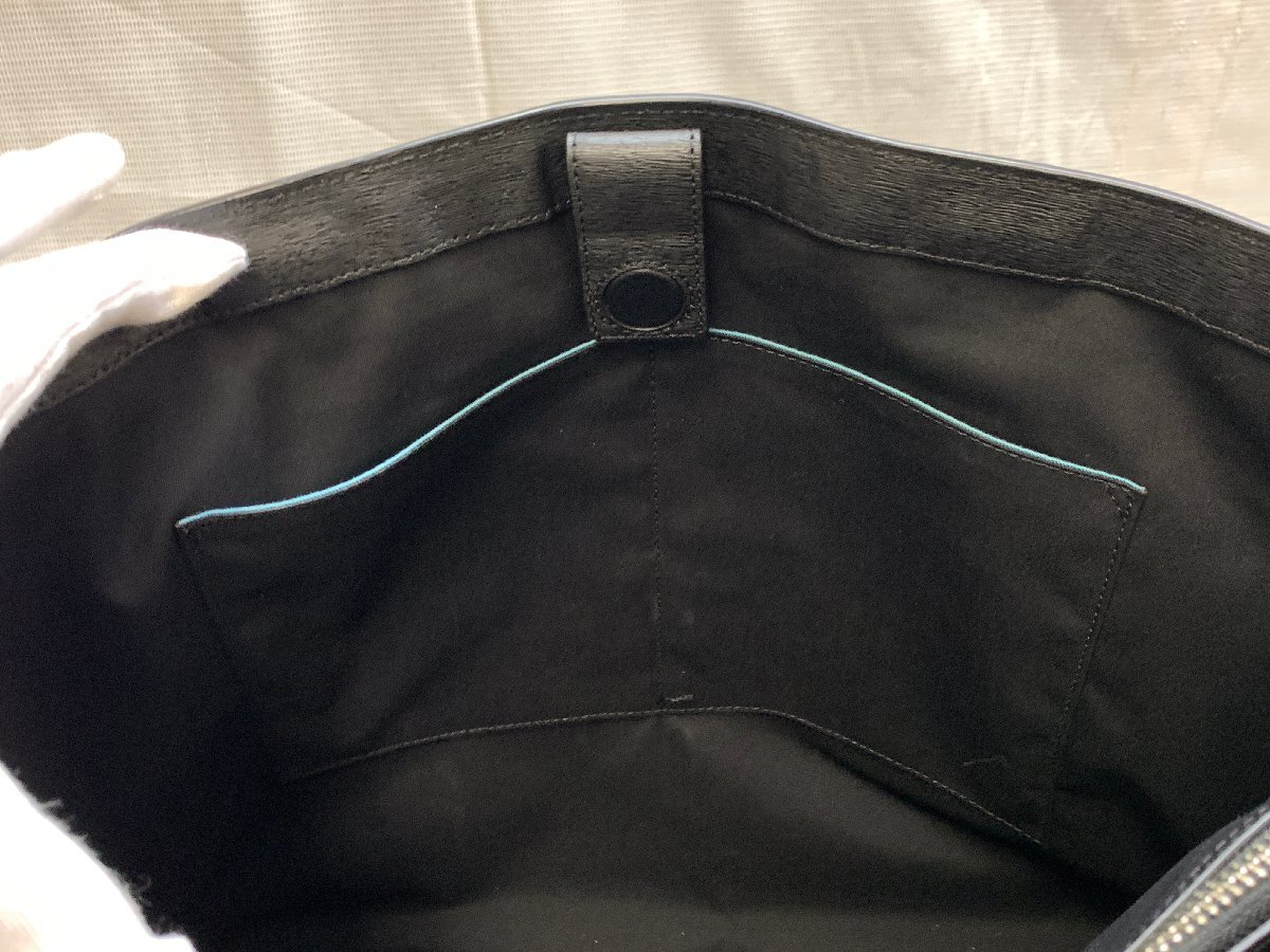 Paul Smith Paul Smith 873932N542 большая сумка ручная сумочка черный чёрный соломинка серый n кожа * хорошая вещь *[39-0807-E9]